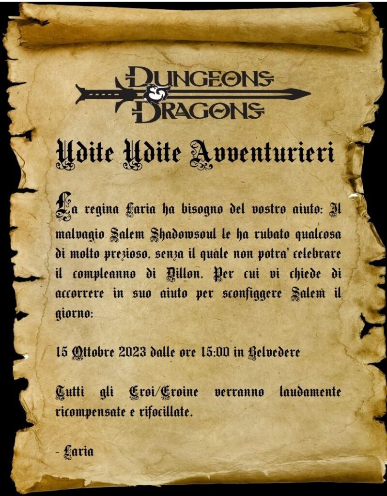 Invite to a Dungeons and Dragon birthday party